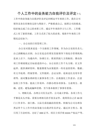 个人工作中的业务能力自我评价及评定