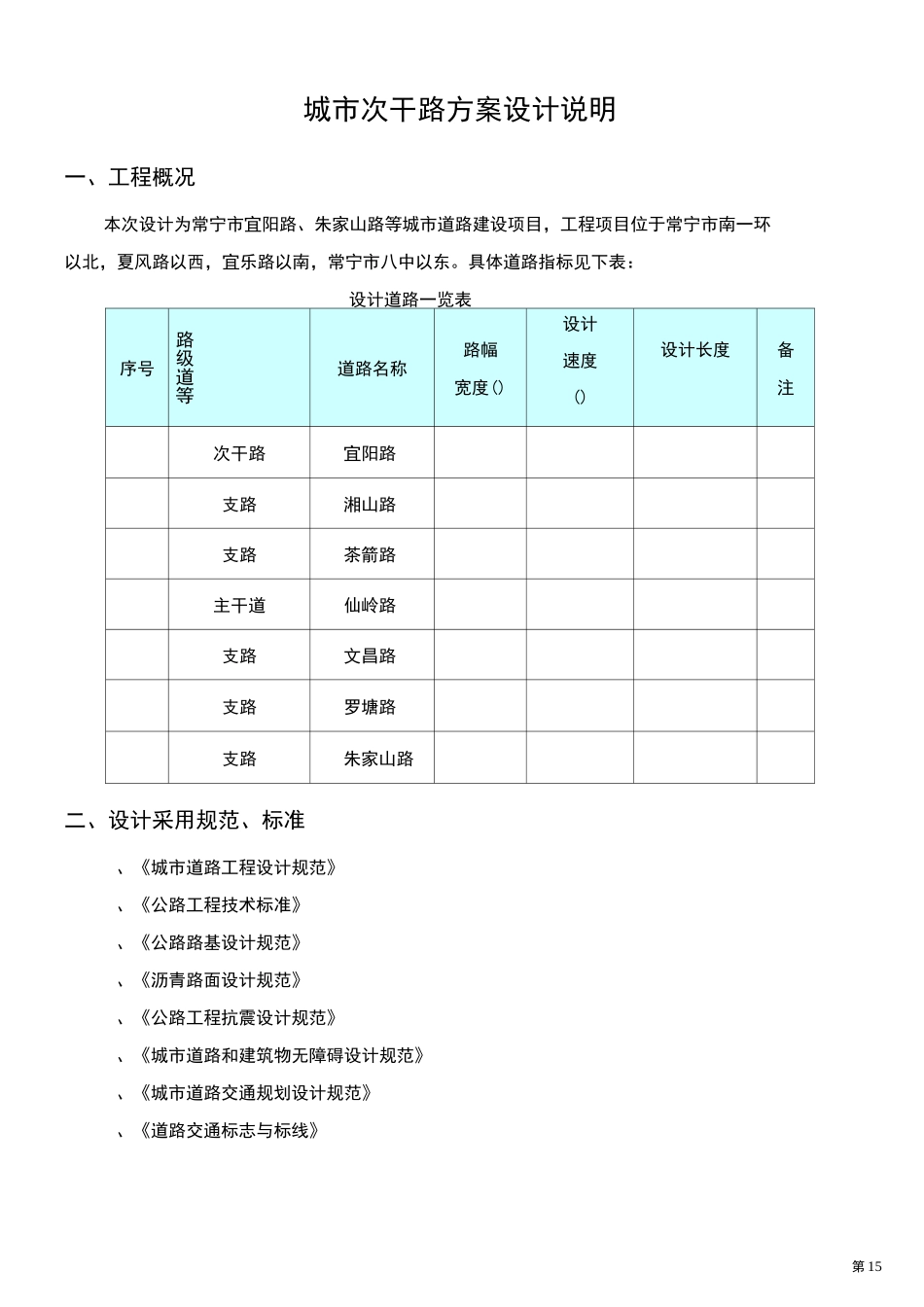 某片区城市道路方案设计说明_第1页