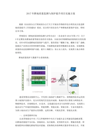 耕地质量监测与保护提升项目实施方案