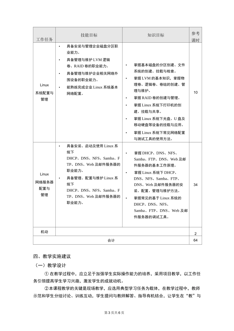 《Linux操作系统》课程标准_第3页