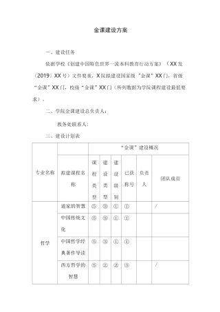 金课建设方案