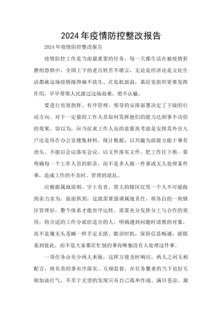2024年疫情防控整改报告