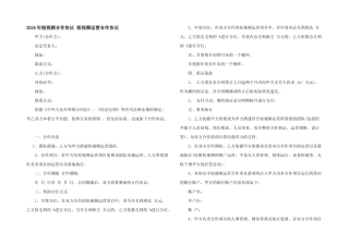 2024年短视频合作协议