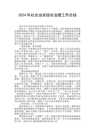 2024年社会治安综合治理工作总结