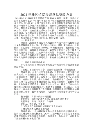 2024年社区巡察反馈意见整改方案
