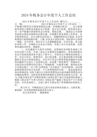 2024年税务会计年度个人工作总结