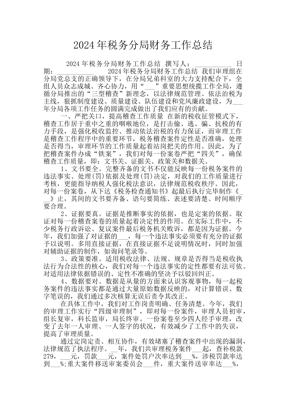 2024年税务分局财务工作总结_第1页