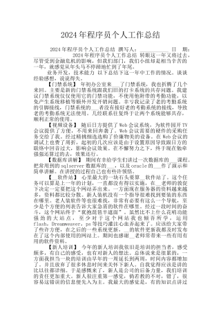 2024年程序员个人工作总结