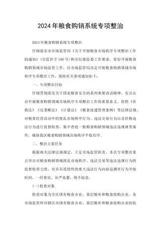 2024年粮食购销系统专项整治