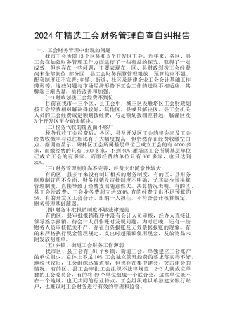 2024年精选工会财务管理自查自纠报告