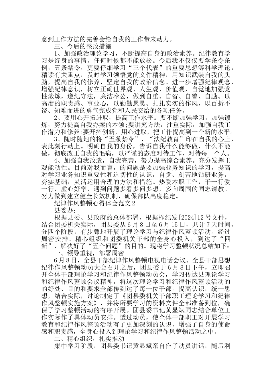 2024年纪律作风整顿心得体会范文五篇_第2页