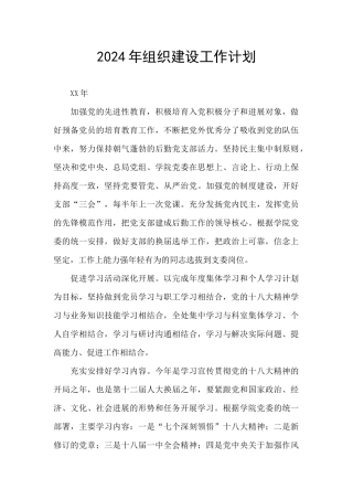 2024年组织建设工作计划