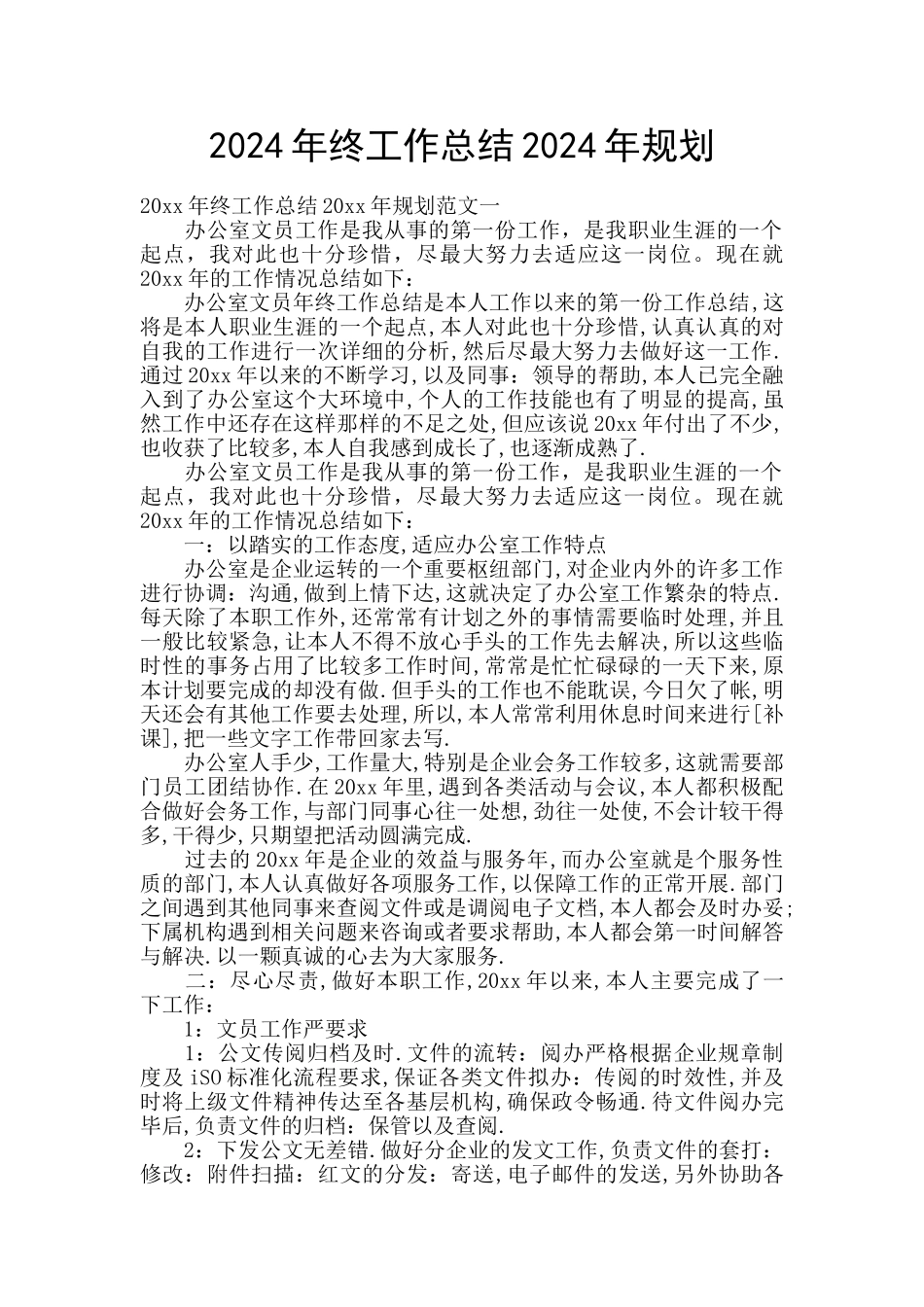 2024年终工作总结2024年规划_第1页