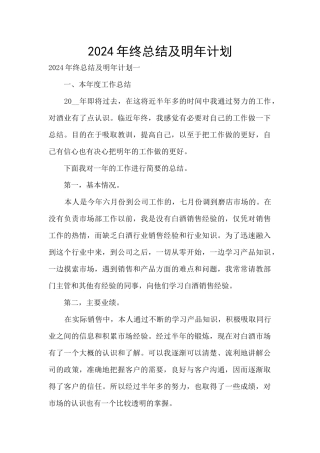 2024年终总结及明年计划