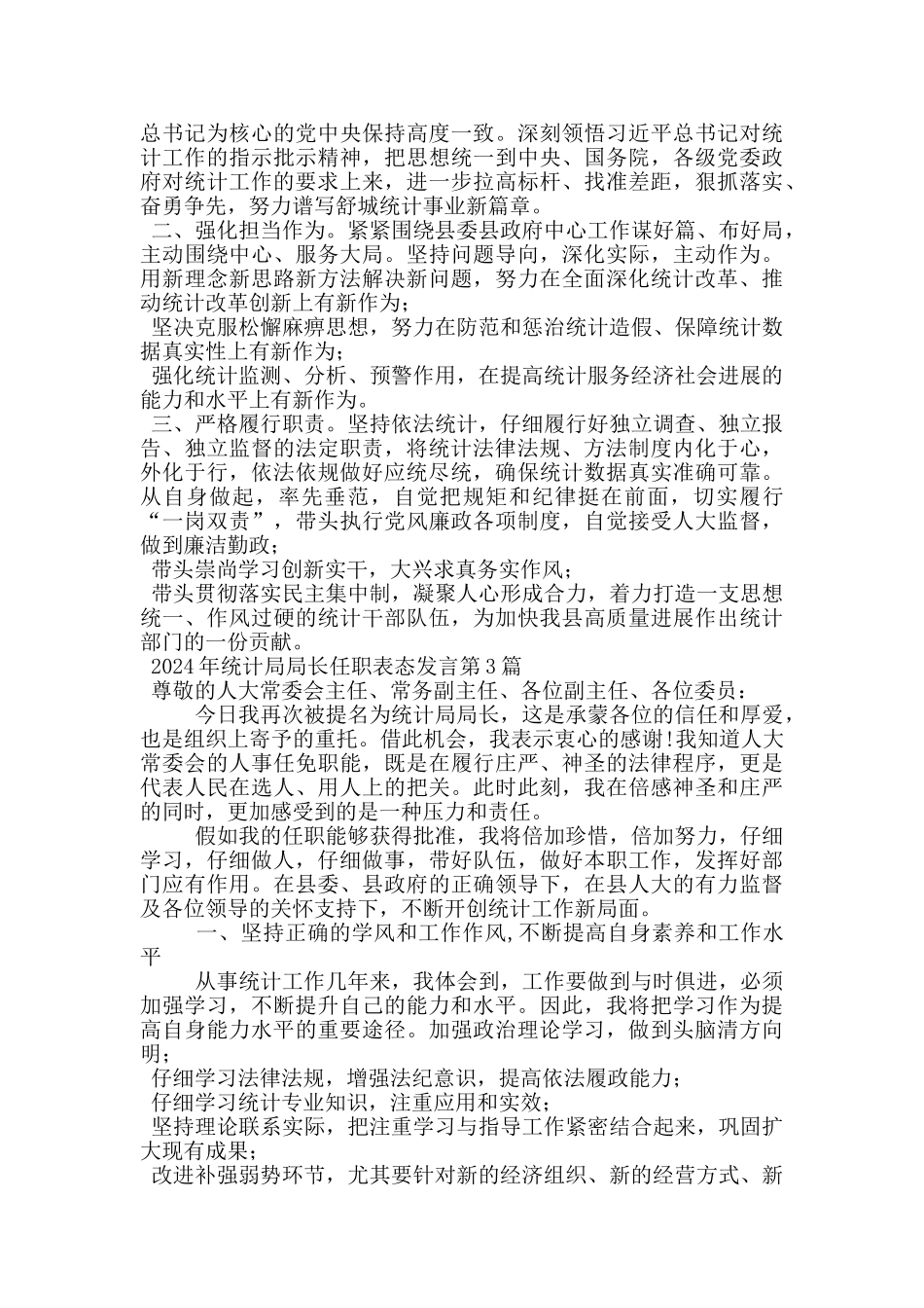 2024年统计局局长任职表态发言_第2页