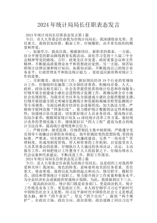 2024年统计局局长任职表态发言