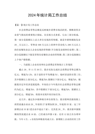 2024年统计局工作总结