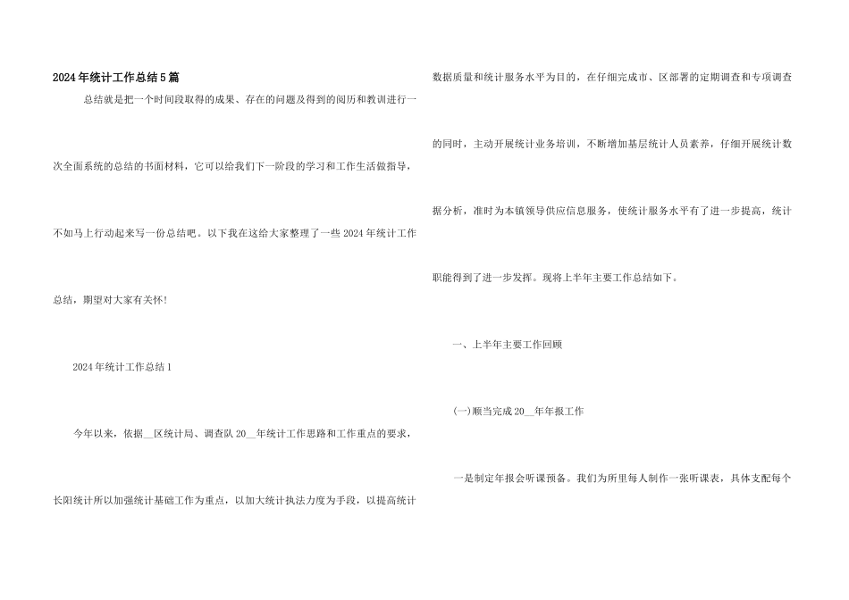 2024年统计工作总结5篇_第1页