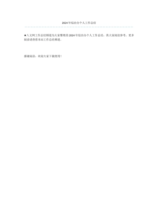 2024年综治办个人工作总结