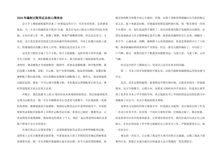 2024年编制记账凭证总结心得体会_第1页