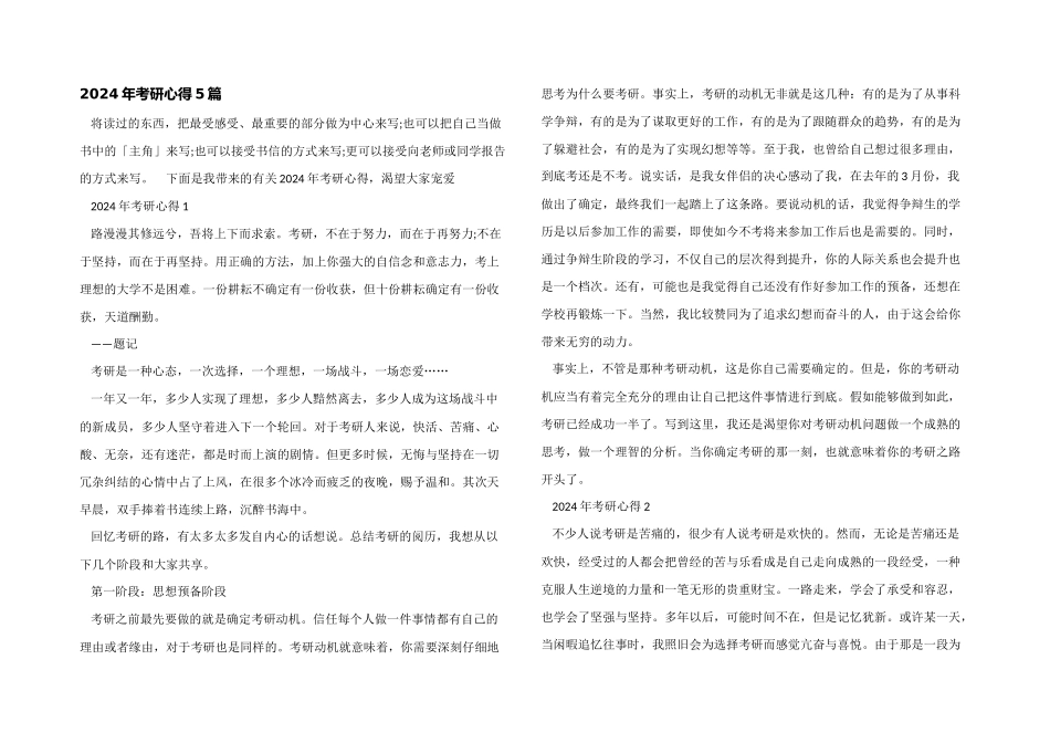 2024年考研心得5篇_第1页