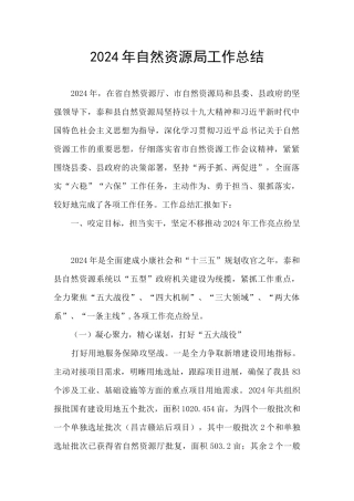 2024年自然资源局工作总结