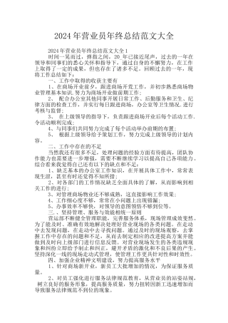 2024年营业员年终总结范文大全