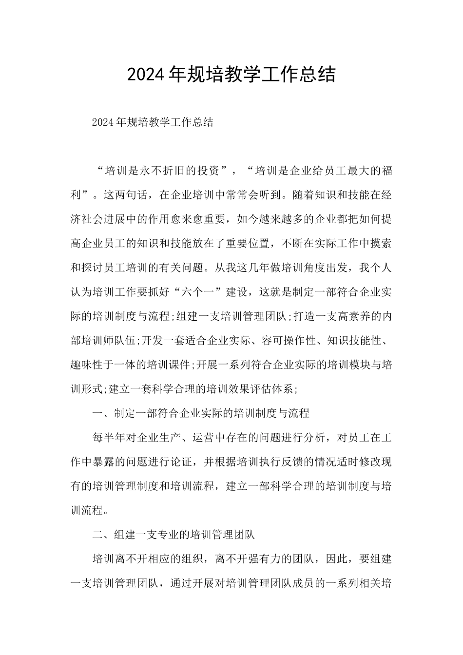 2024年规培教学工作总结_第1页