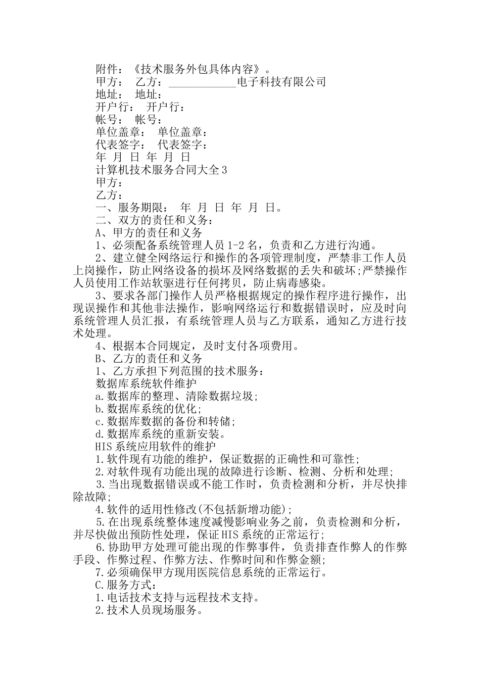 2024年计算机技术服务合同大全合集_第3页