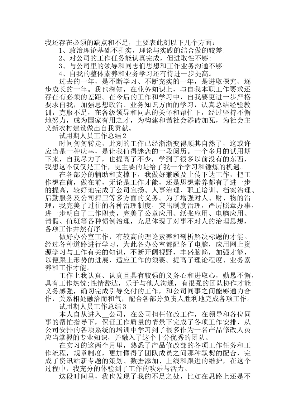2024年试用期人员工作总结范文_第2页