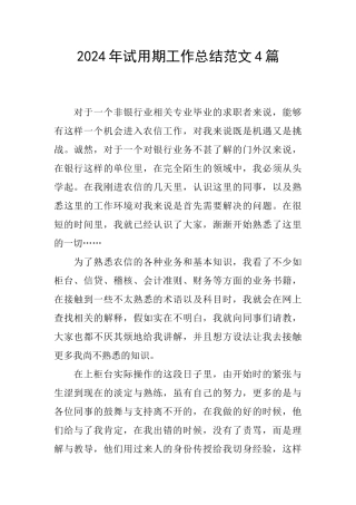2024年试用期工作总结范文4篇