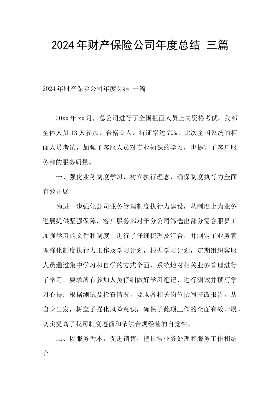 2024年财产保险公司年度总结_第1页