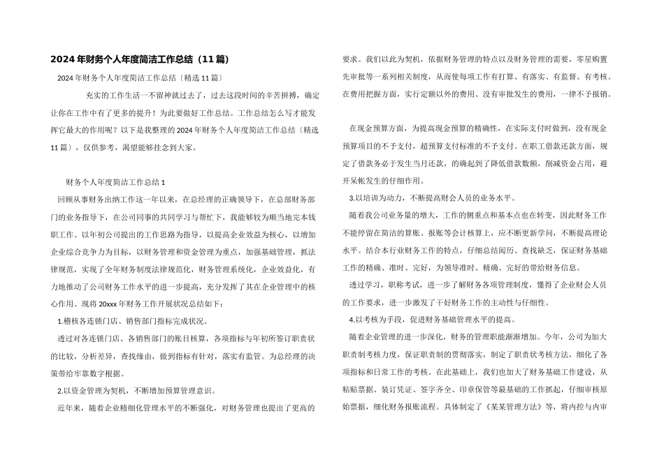 2024年财务个人年度简洁工作总结_第1页