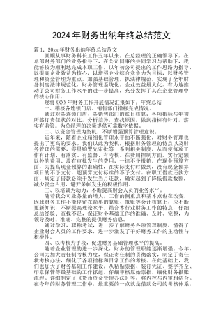 2024年财务出纳年终总结范文