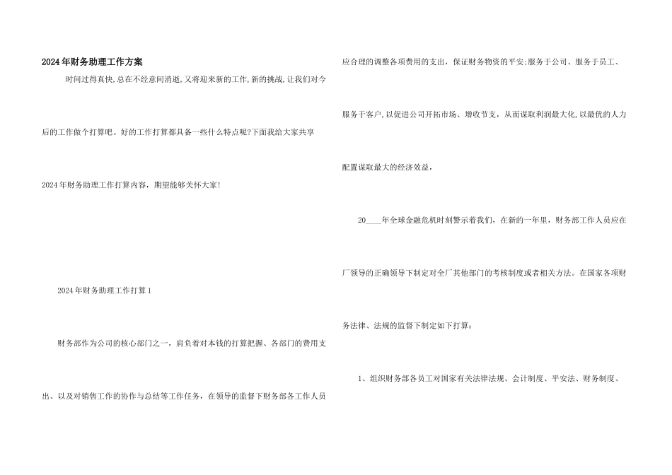 2024年财务助理工作计划_第1页