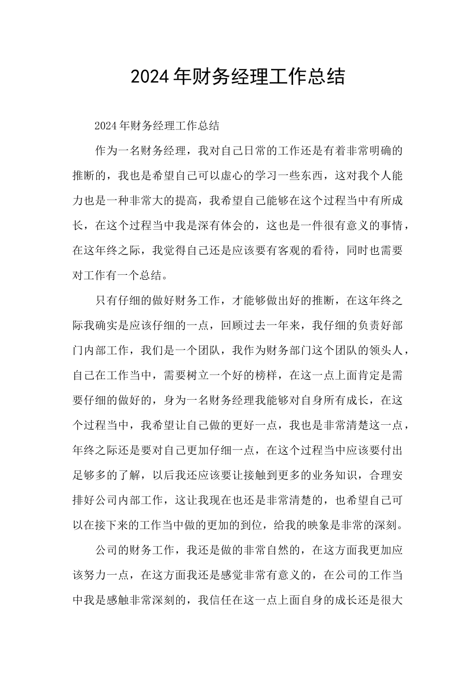 2024年财务经理工作总结_第1页