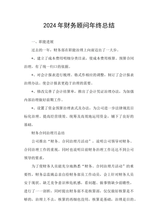 2024年财务顾问年终总结
