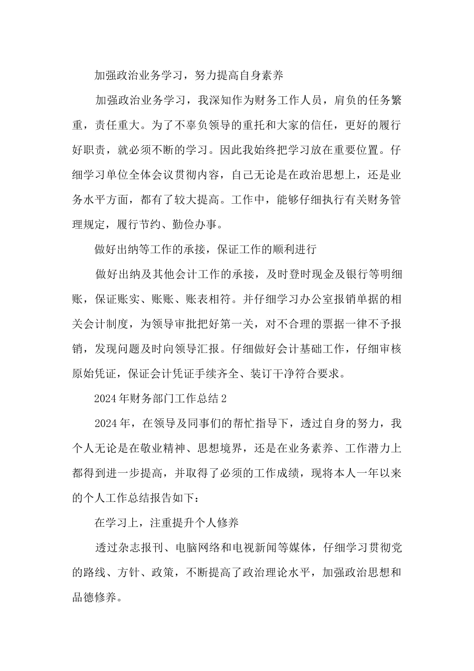 2024年财务部门工作总结5篇范文_第2页