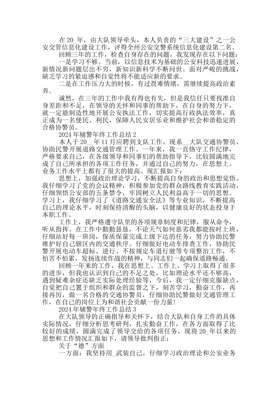 2024年辅警年终工作总结_第2页