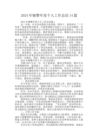 2024年辅警年度个人工作总结14篇