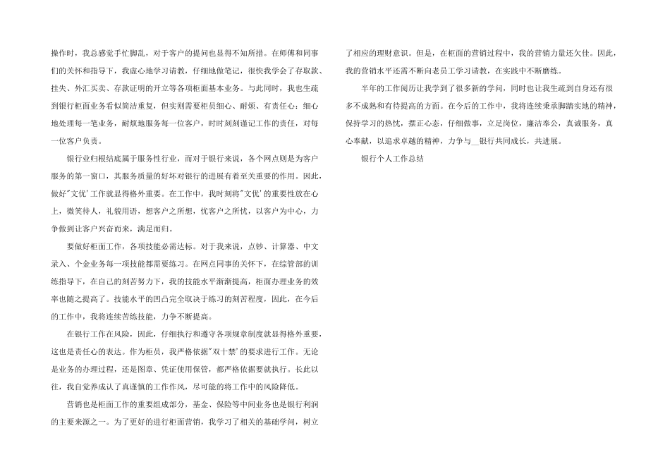 2024年银行支行个人工作总结模板3篇_第2页