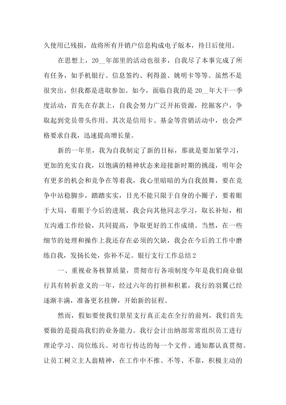 2024年银行支行工作总结_第2页