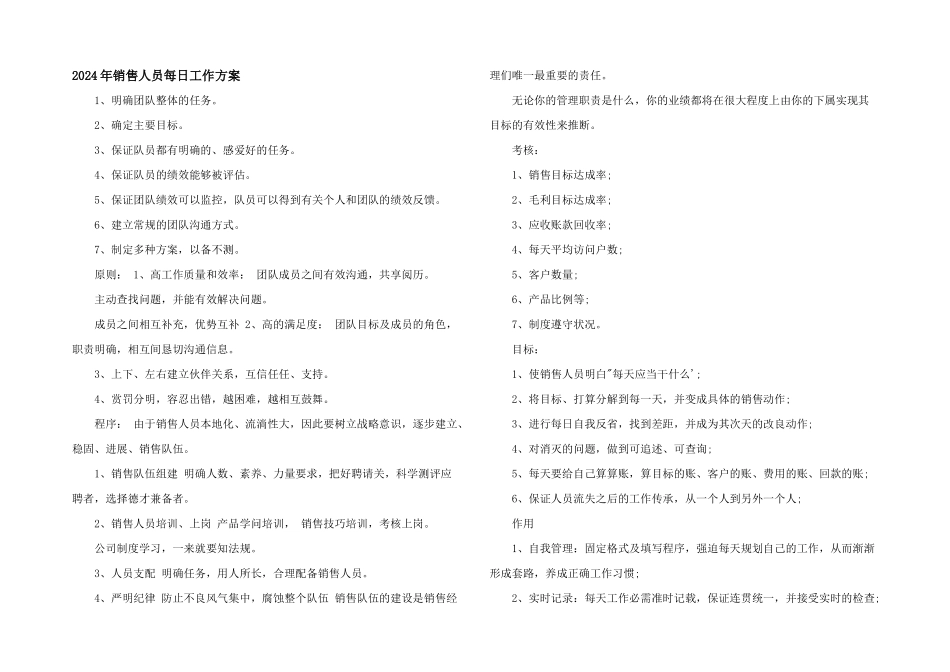 2024年销售人员每日工作计划_第1页