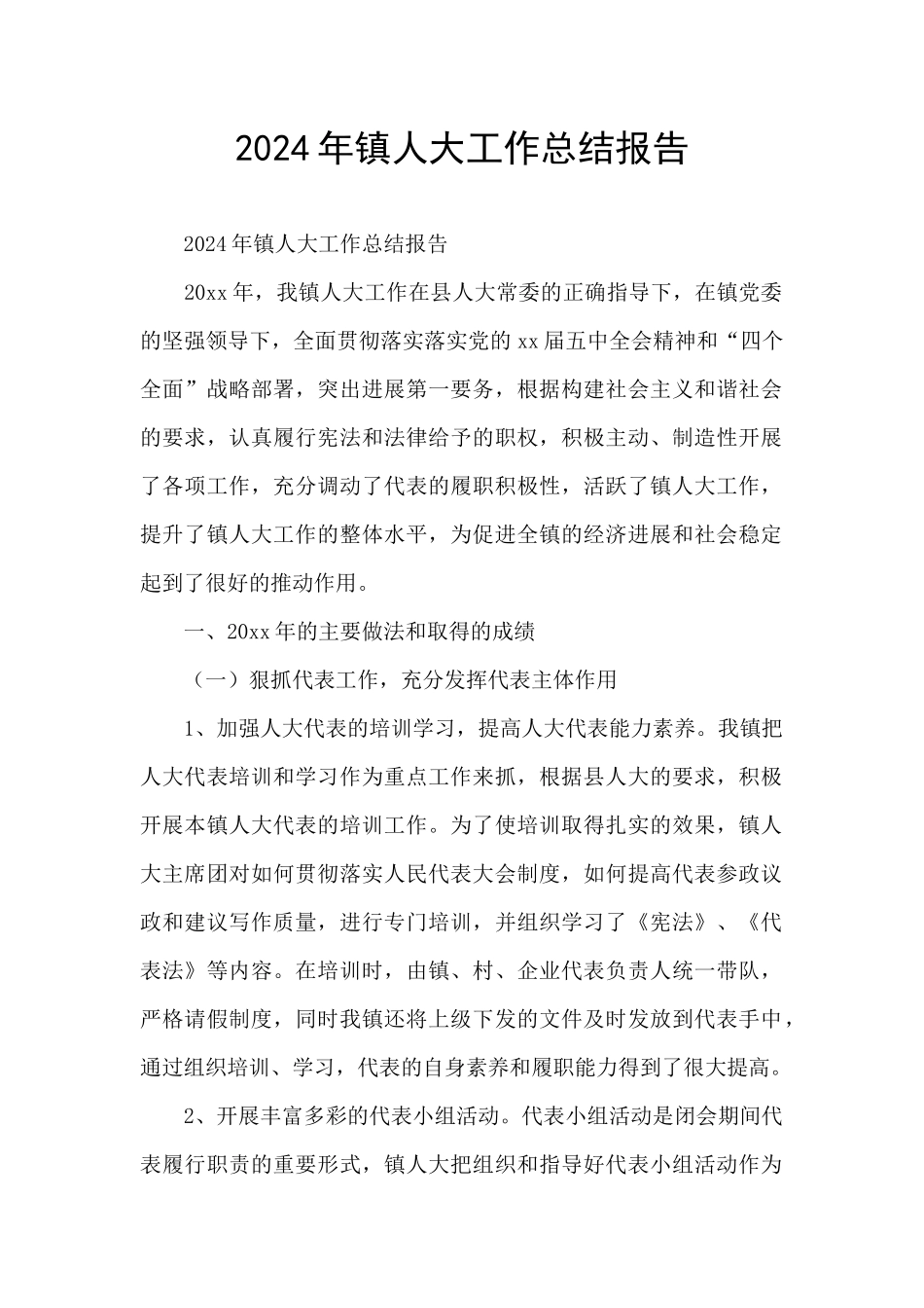 2024年镇人大工作总结报告_第1页