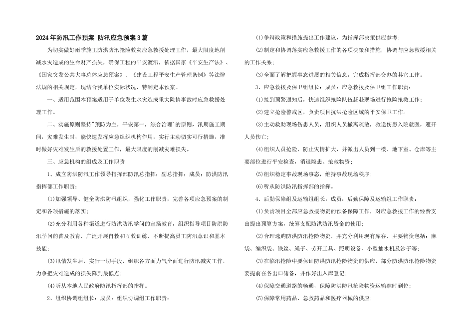 2024年防汛工作预案_第1页