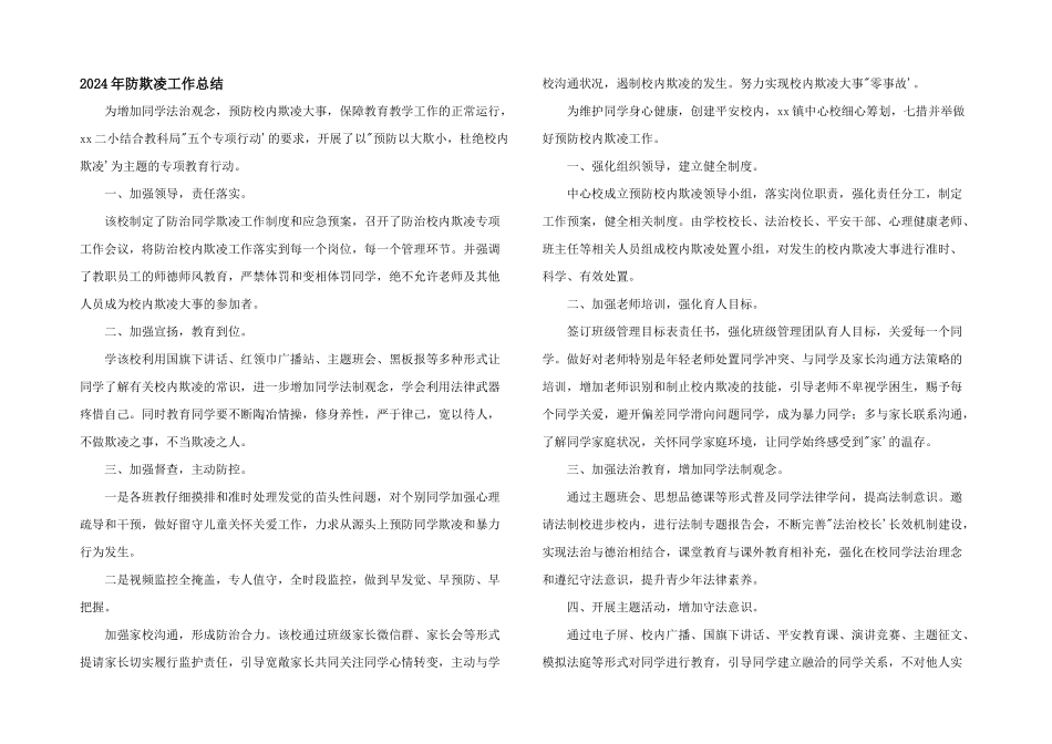 2024年防欺凌工作总结_第1页