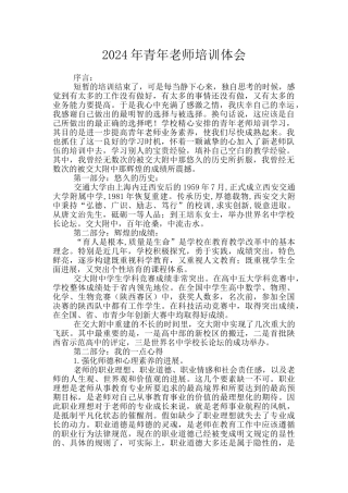 2024年青年教师培训体会