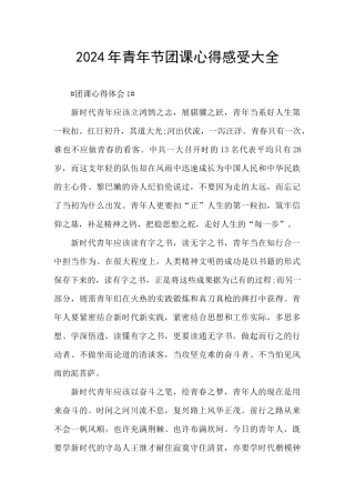 2024年青年节团课心得感受大全