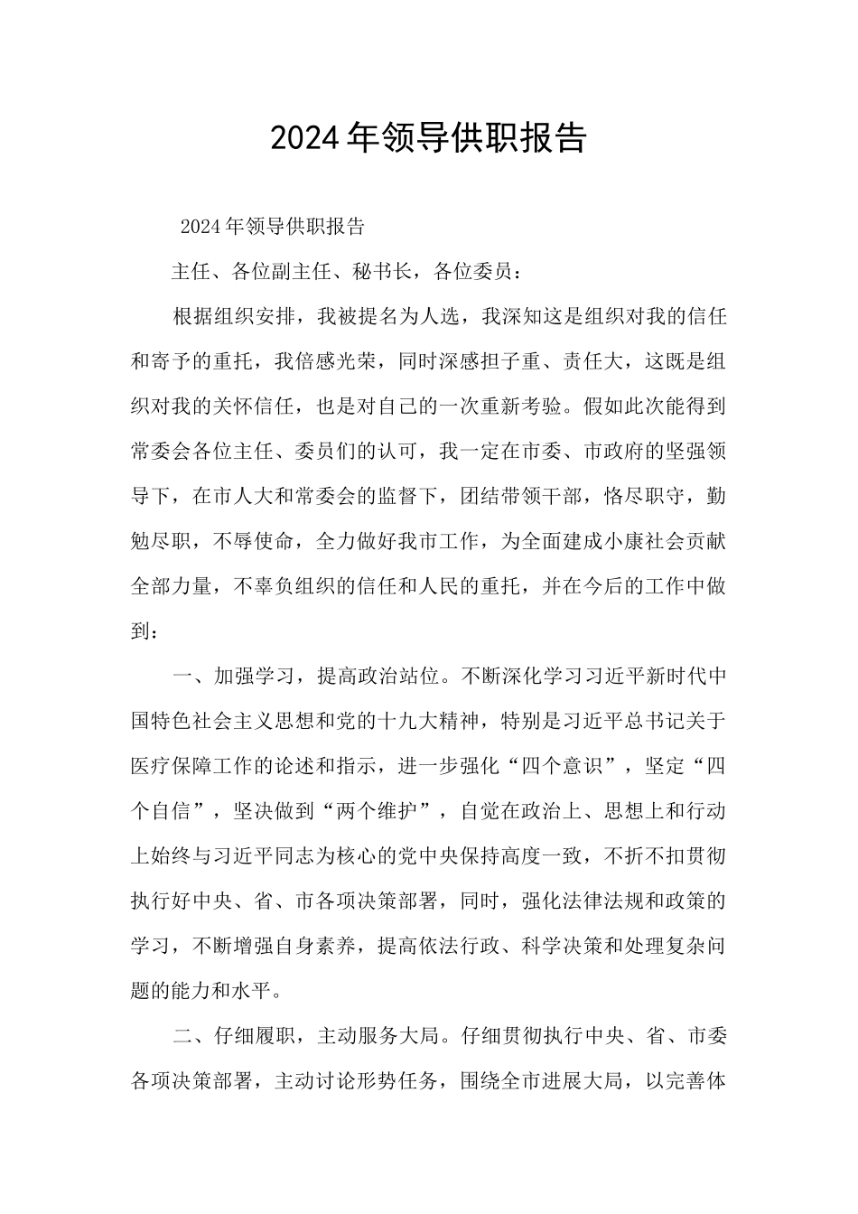 2024年领导供职报告_第1页