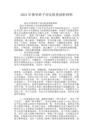 2024年领导班子对照检查剖析材料